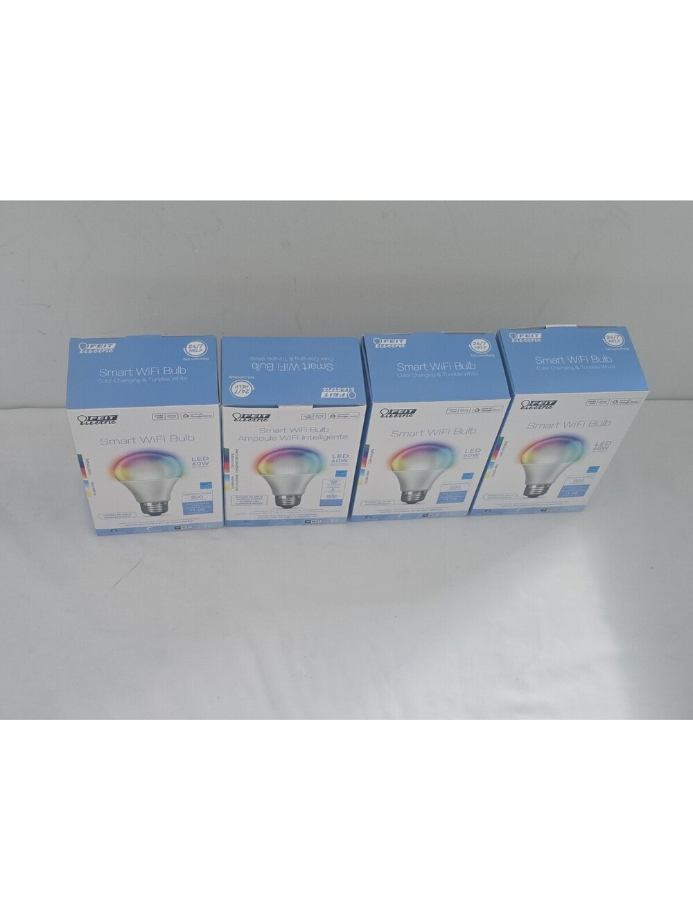 New 4 Pack FEIT Electric Smart WiFi LED Color Changing & Dimmable A19 60W Bulb